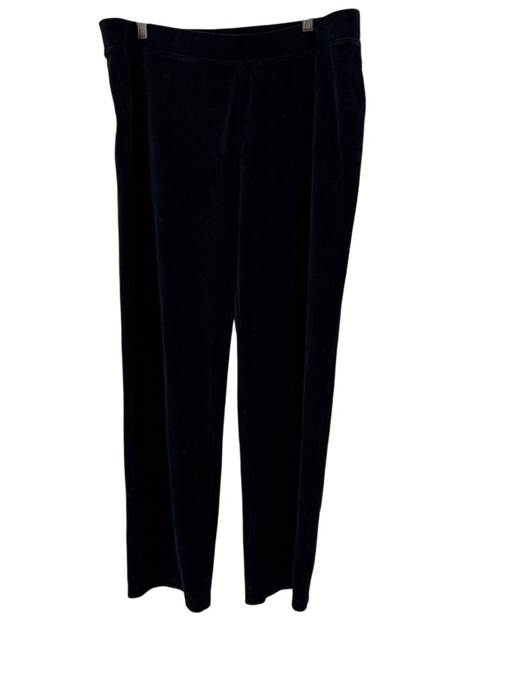 Chicos Zenergy Womens Black velvet Velour Pants pull on Size large knit